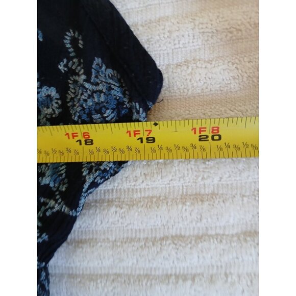 Bila Womens Maxi Dress L Blue Floral Smocked Split Neck Sleeveless Double Slit - Picture 14 of 16